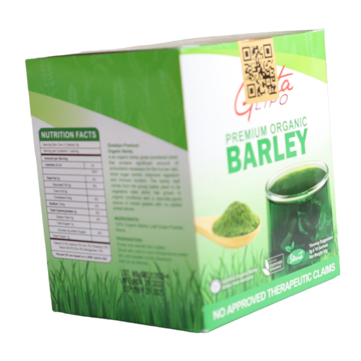 Gluta Lipo Premium Organic Barley 10 sachets x 18g