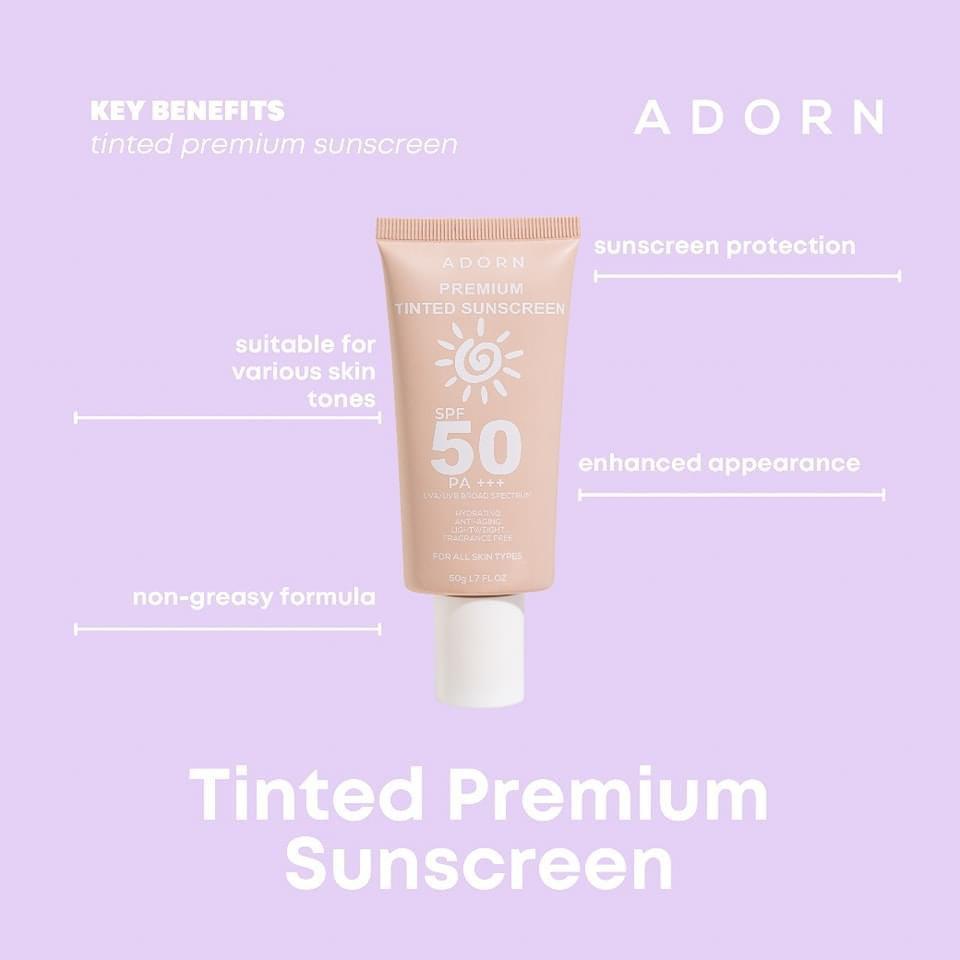 Adorn Premium Tinted Sunscreen Spf 50+++ 50g