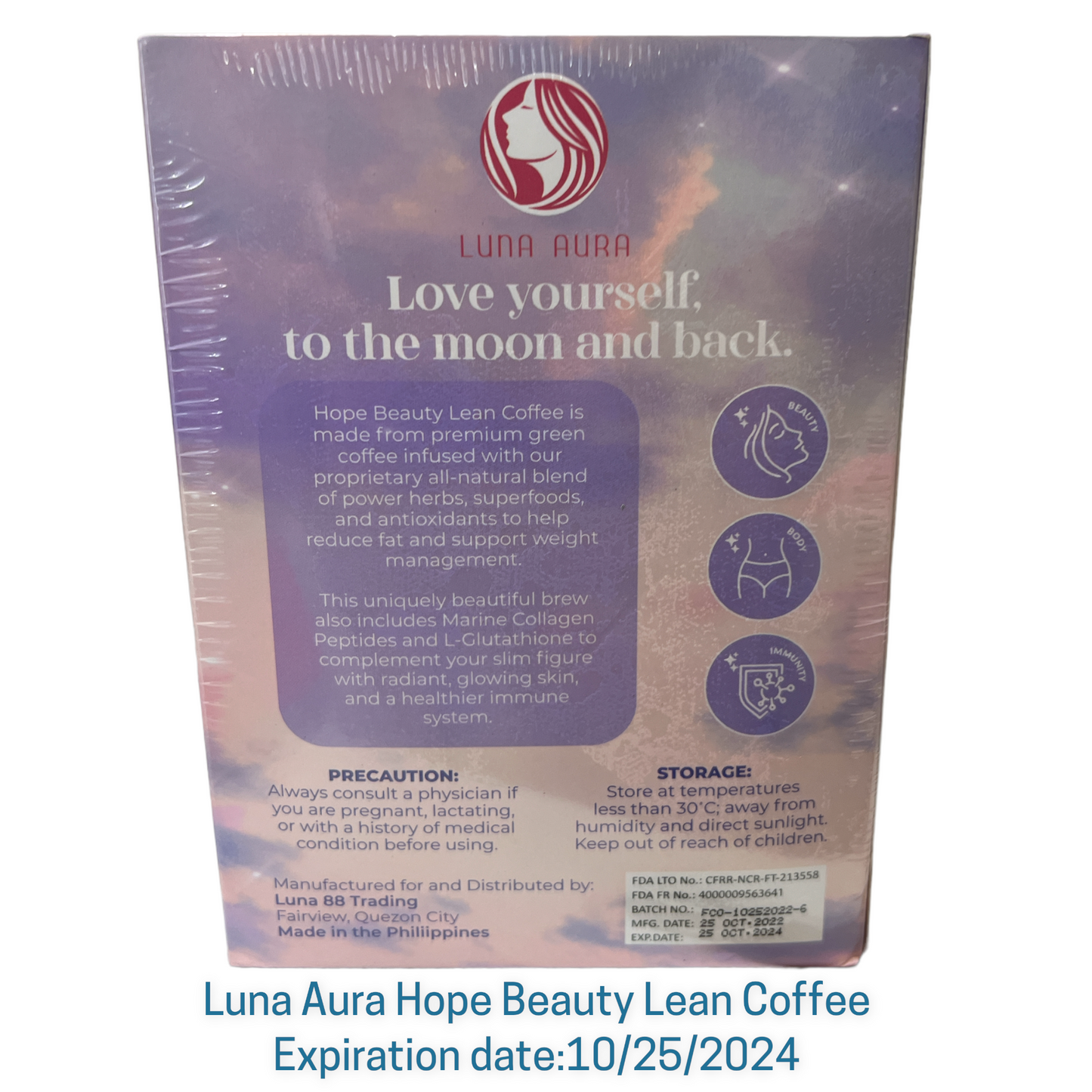 Luna Aura Hope Beauty Lean Coffee 21g x 10 sachets